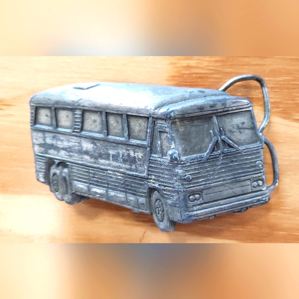1978 Bergamont Brass Works Pewter Bus Belt Buckle